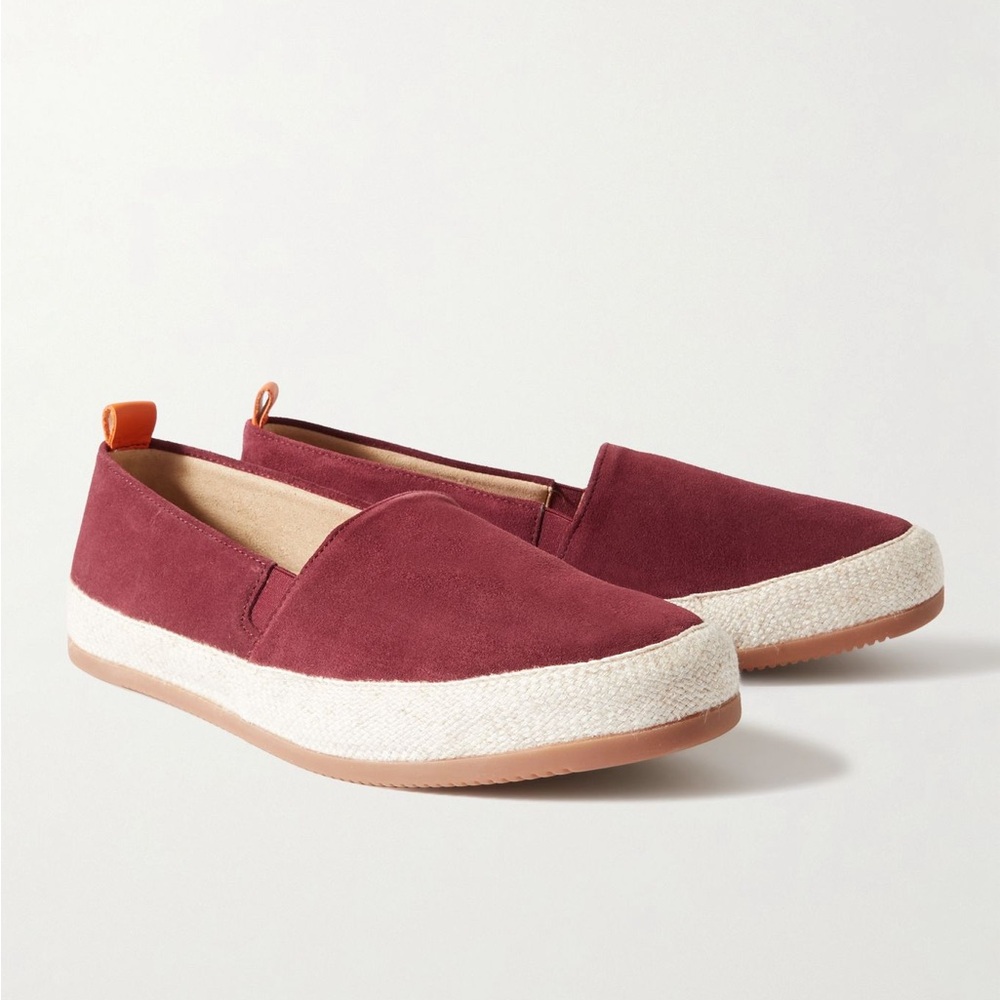 Mulo Mens Suede Espadrilles Casual Slip On Loafer Shoes In Burgundy Red Size 7